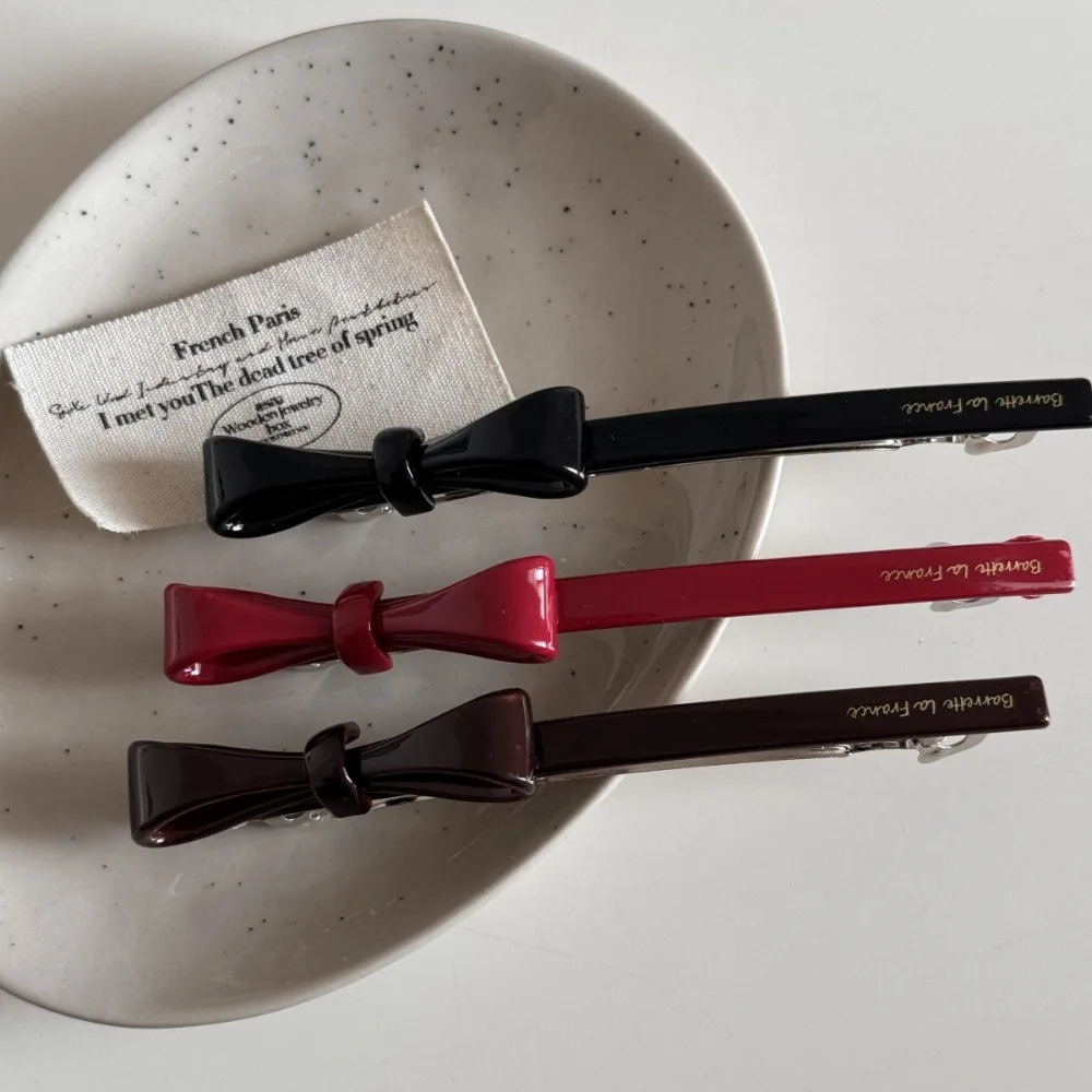 High Quality Retro Bow Hair Clip Korean Style Slender Spring Clip Bangs Clip for Women