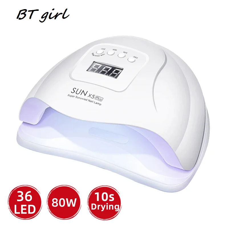 

10S Quick Dry 80W Nail Lamp Sunx5plus Nail Enhancement Machine With 36pcs LED Lights Dual Source Nail Dryer Nail Art Salon Tool