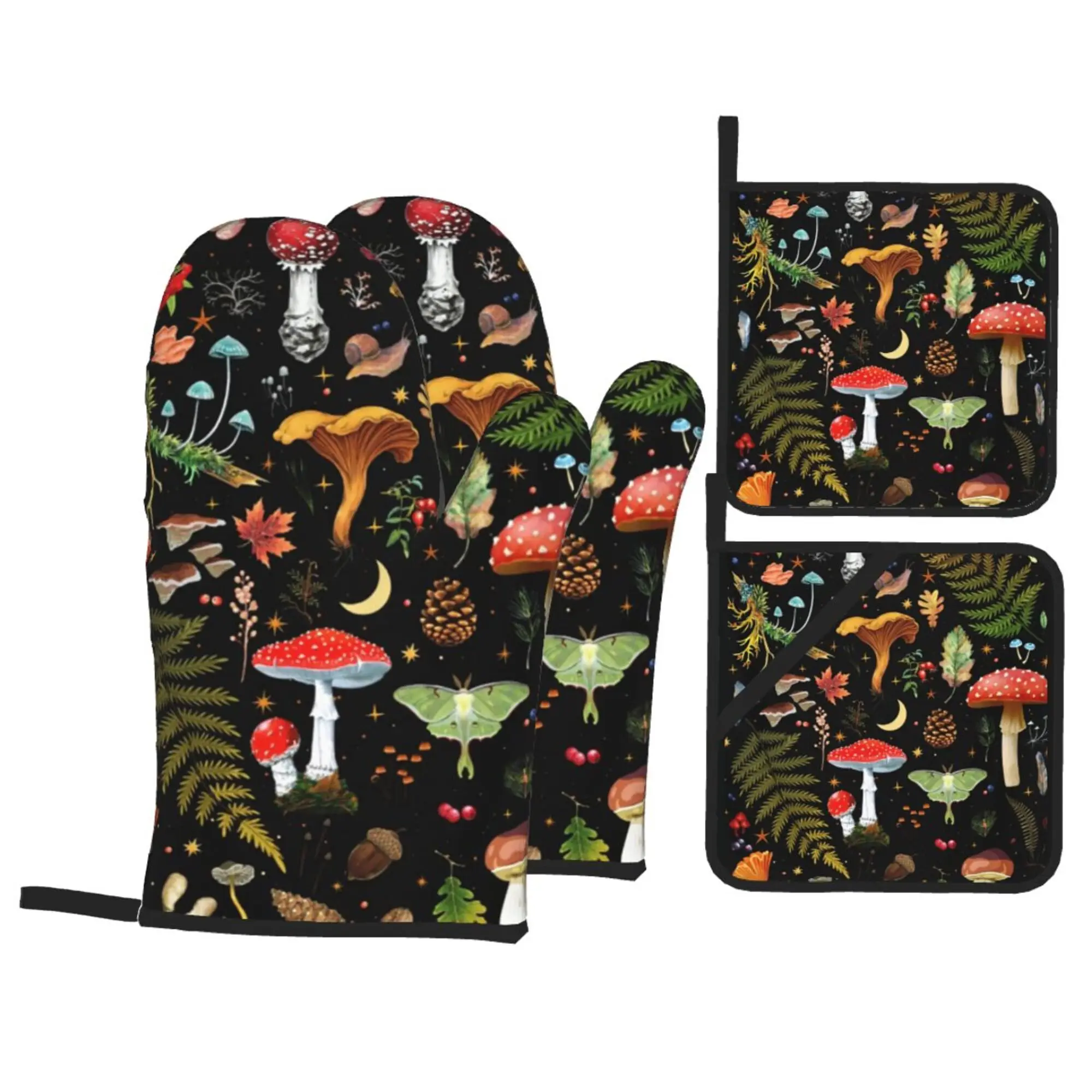 Ovenwanten en pannenlappen 3 stuks set ovenhandschoen panda op gele achtergrond ovenwant hittebestendige keukenovenhandschoenen voor koken hete pads antislip kookhandschoenen voor bakken keuken hot