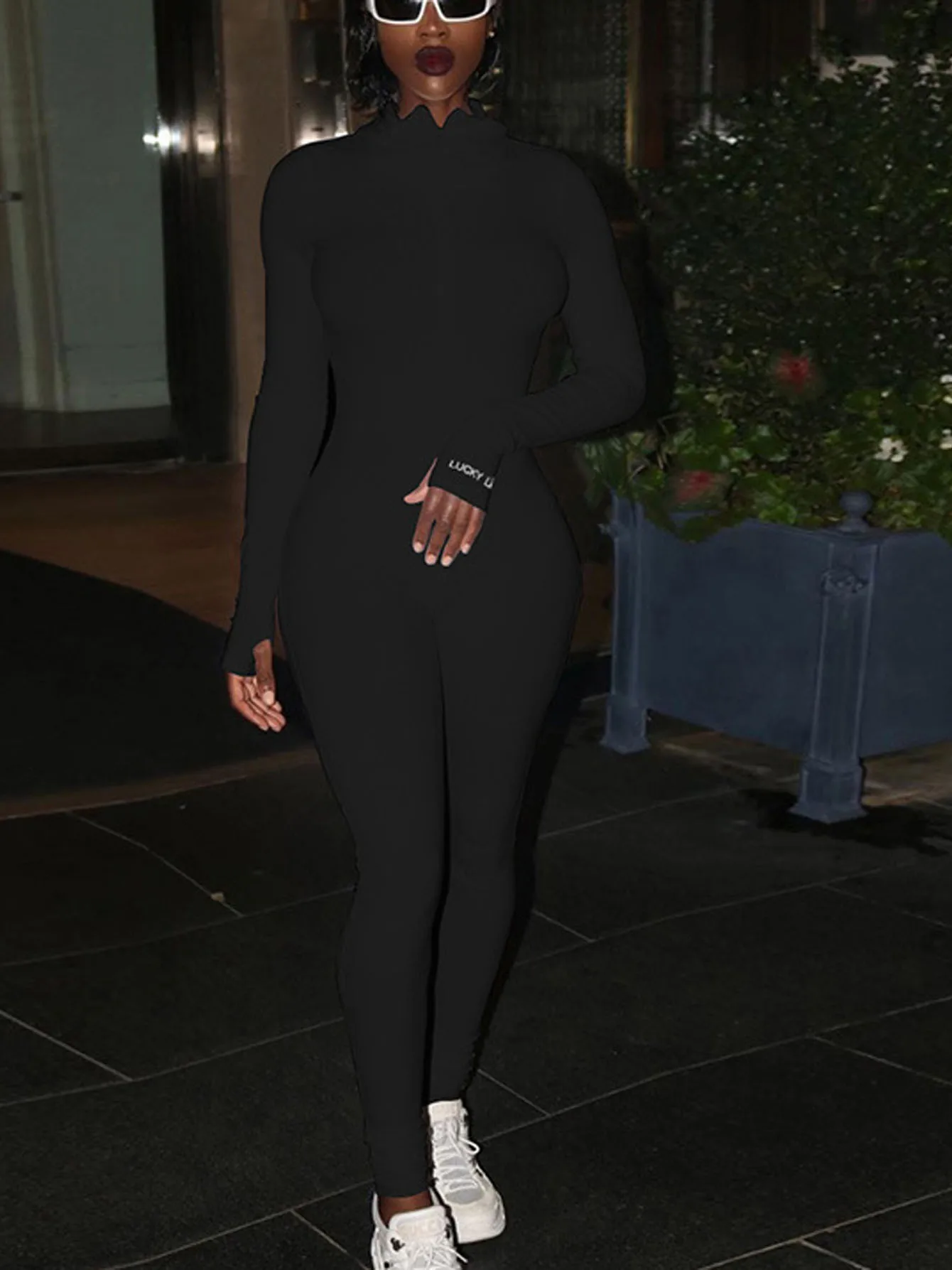 Streetwear White Knitted Sexy Bodycon Lucky Label Jumpsuit Women Overall 2024 Long Sleeve Skinny Rompers Womens Jumpsuit Female 2