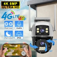 4K 8MP 4G SIM IP Camera Dual Lens Outdoor Waterproof 360° Human Detect Video Surveillance CCTV Security Protection PTZ Cameras