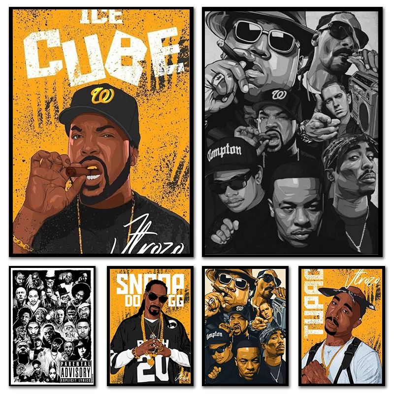 West Coast Rappers Canvas Painting Wall Art Notorious BIG Biggie Tupac ...