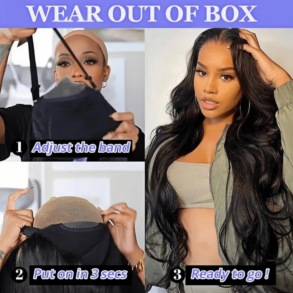 20 Inch 200% Density Wear And Go Glueless Wigs Human Hair Pre Plucked Pre 13x4 HD Lace Wigs Body Wave Lace Front Wigs Human Hair