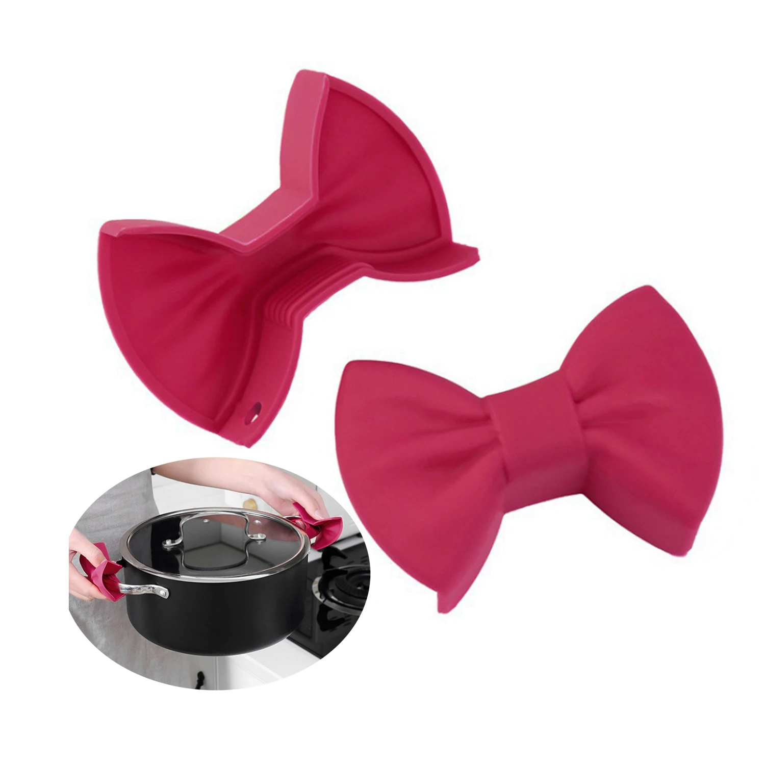 Silicone pot clip anti-slip grip bowl clip heat insulation pot pan handle holder cooking supplies home kitchen accessories silicone pan handle cover