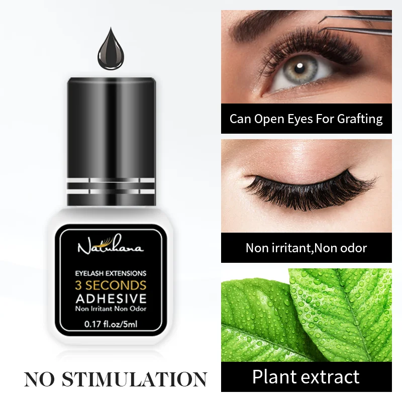 NATUHANA 5ml Eyelash Glue Professional 0.5S Fast Drying Lashes Adhesive Long Lasting Glue for Eyelases Extension 3