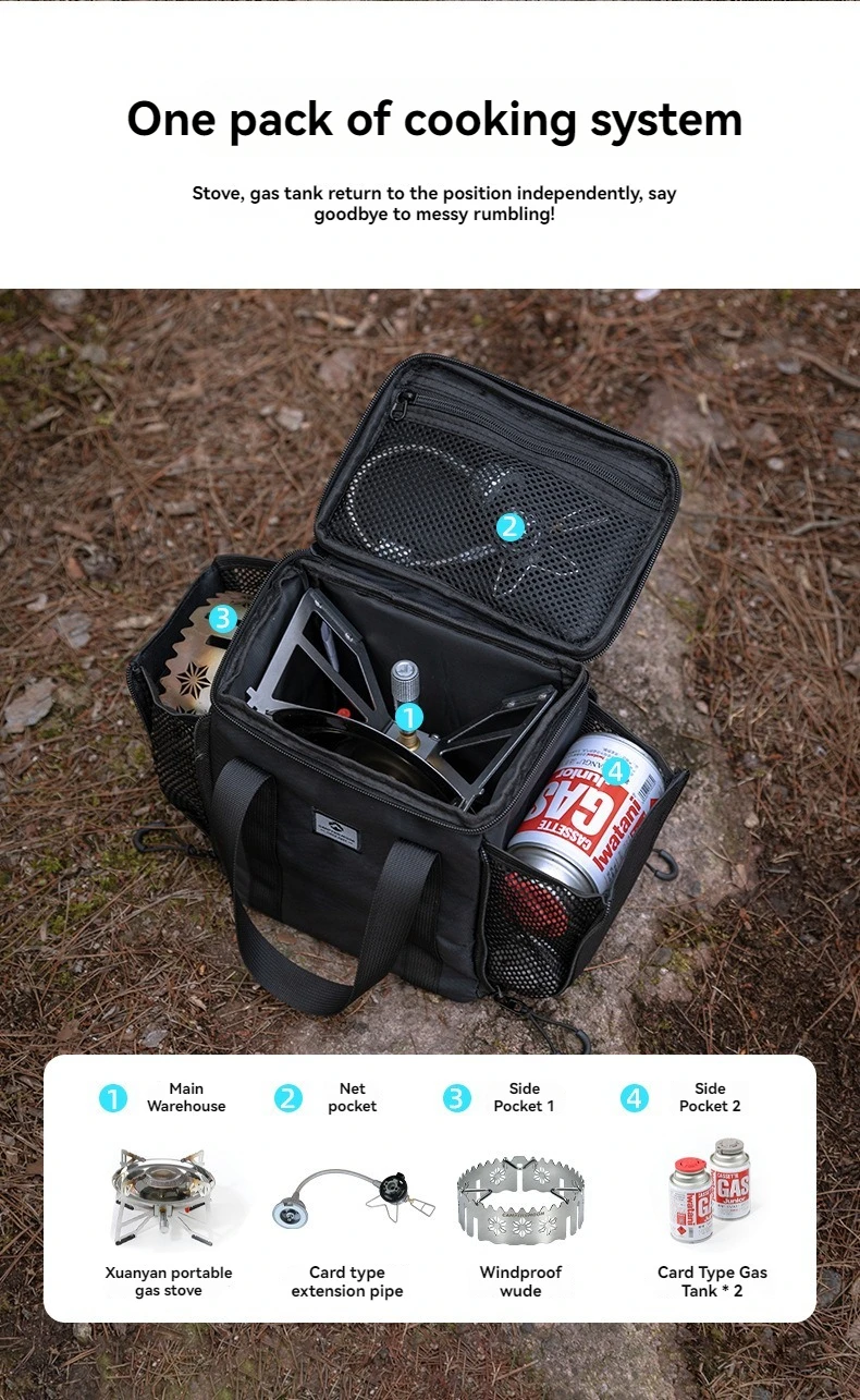 CAMPINGMOON BKXD-5F-B Small Card Stove Gas Tank Bag Camping Coffee Equipment Storage Bag Multi purpose Expansion Bag