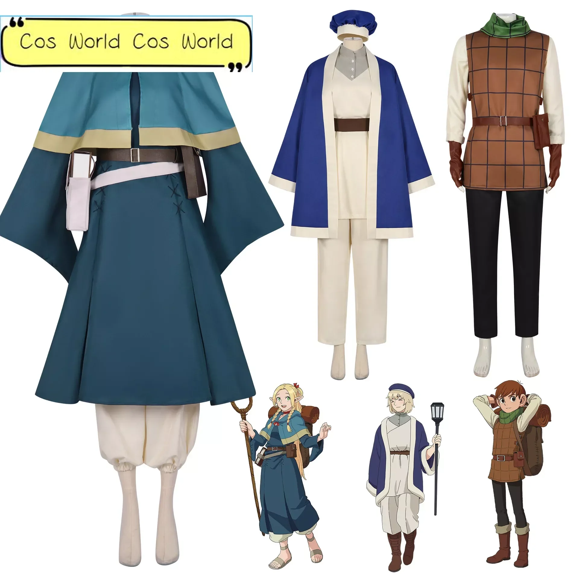 

Marcille Cosplay Izutsumi Costume Dress Cape Anime Delicious in Dungeon Clothes Outfits Halloween Carnival Party Disguise Suit