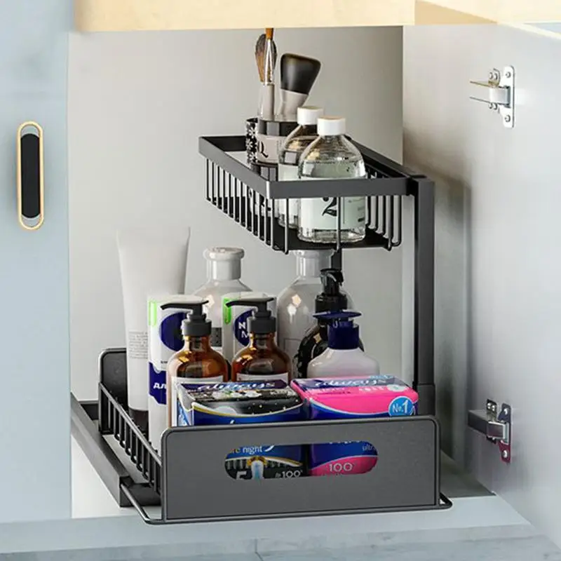 

2-уровневый шкаф для хранения, многофункциональная стойка, кухонный шкаф, стойка под раковину, органайзер, скользящий ящик, стеллаж для хранения, кухонный инструмент