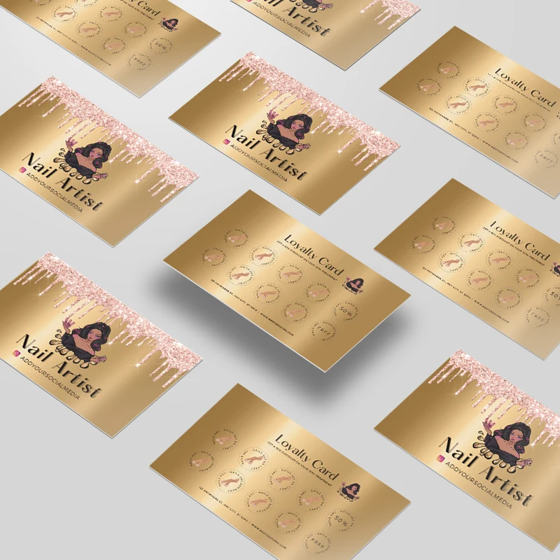 200pcs Glitter Golden Own Design Paper Loyalty Cards for Business Packing Professional Printer For Your Order Beauty Girl For custom cards,business cards,photo cards