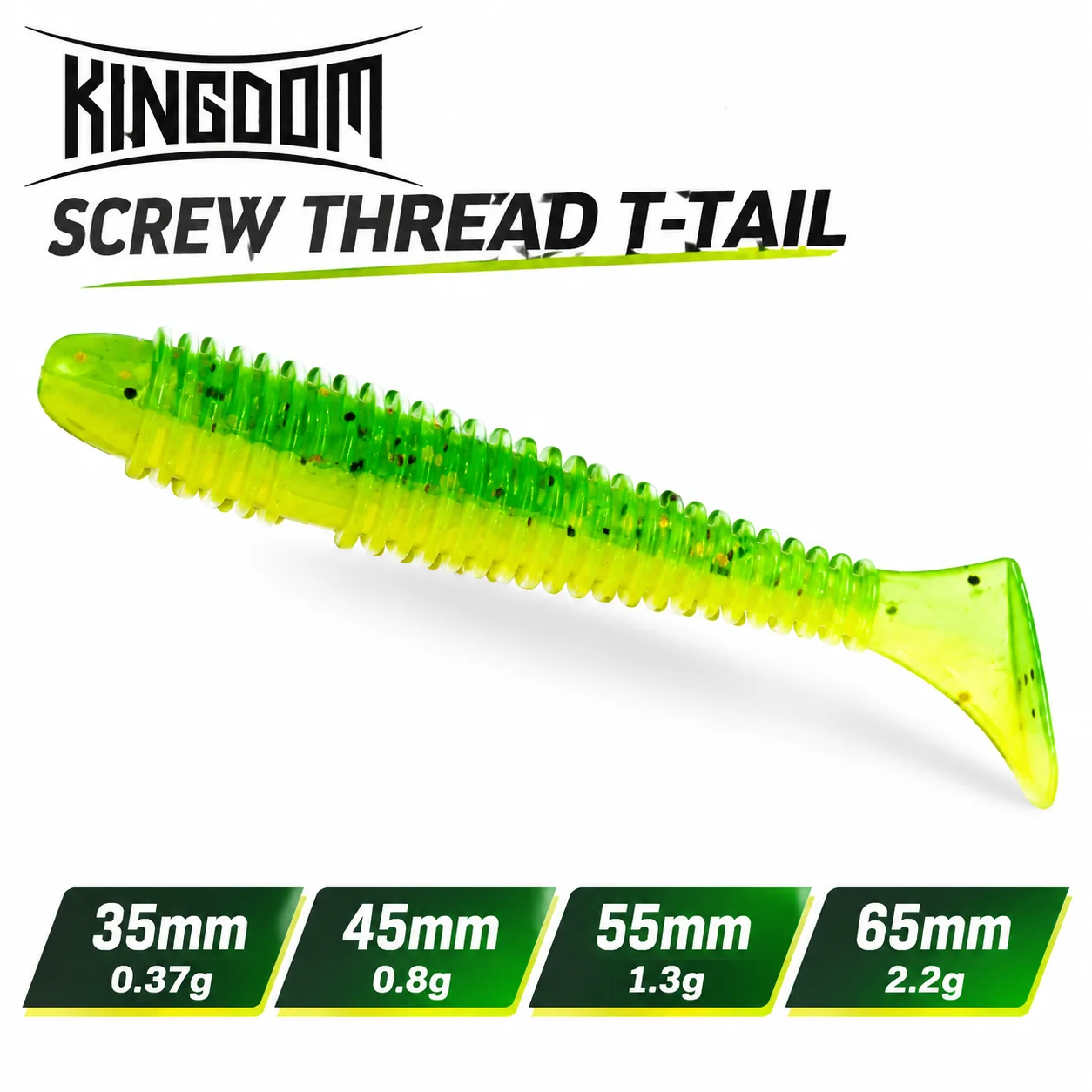 KINGDOM Schraubgewinde T-Schwanz Weicher Angelköder 20 Stück Silikon-Wurmköder Paddelschwanz-Swimbait 35mm-65mm für Barsch-, Forellen- und Hechtangeln