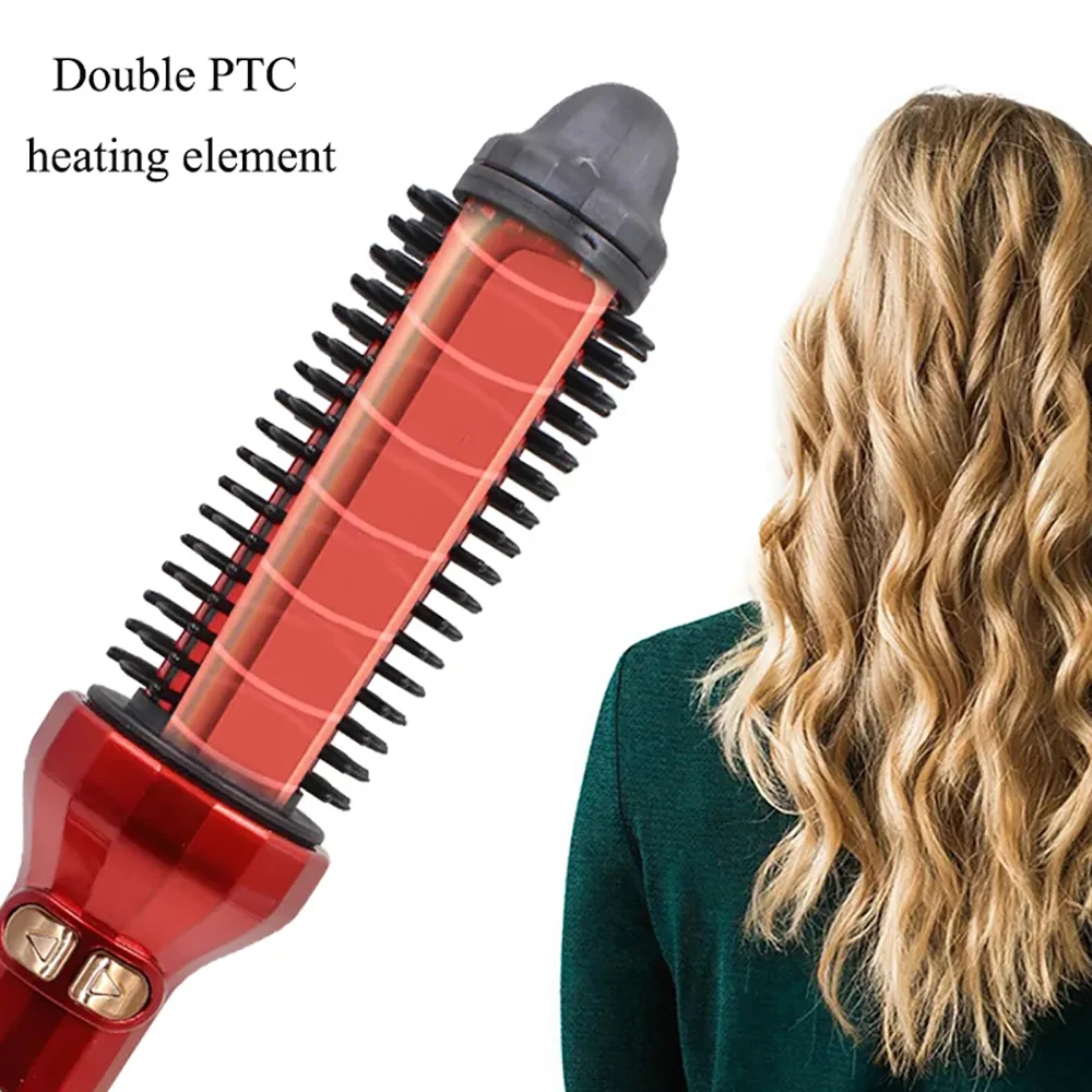 Automatic Rotating Electric Hair Brushes 2 in 1 Straightening and Curling Ionic Hot Comb Ceramics Fast Heating Anti -scalding 6