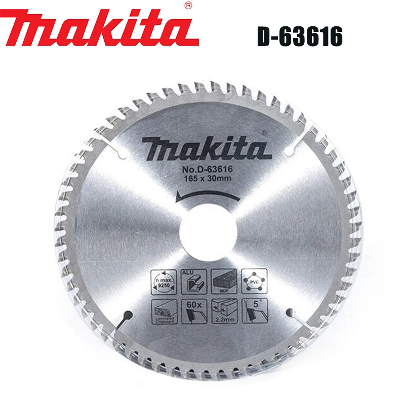 

Makita D-63616 Woodworking Hard Alloy Saw Blade 7/9/10/12 Wood Cutting 165 * 2.2 * 30mm * 60T