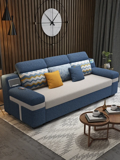 Canapé-lit rembourré multifonctionnel pliable au sol beige