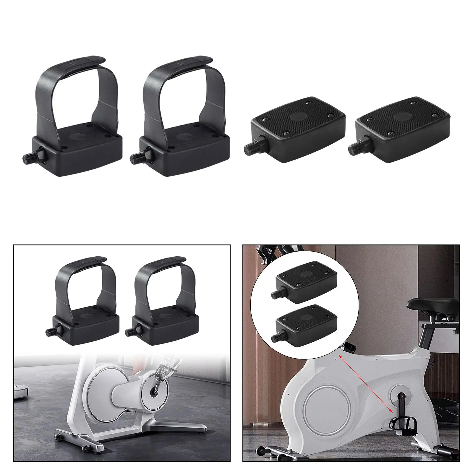 Exercise Bike Pedal 1/2'' Indoor Home Gym Bicycle Pedal 1 Pair cycling bike foot pads gym accessories
