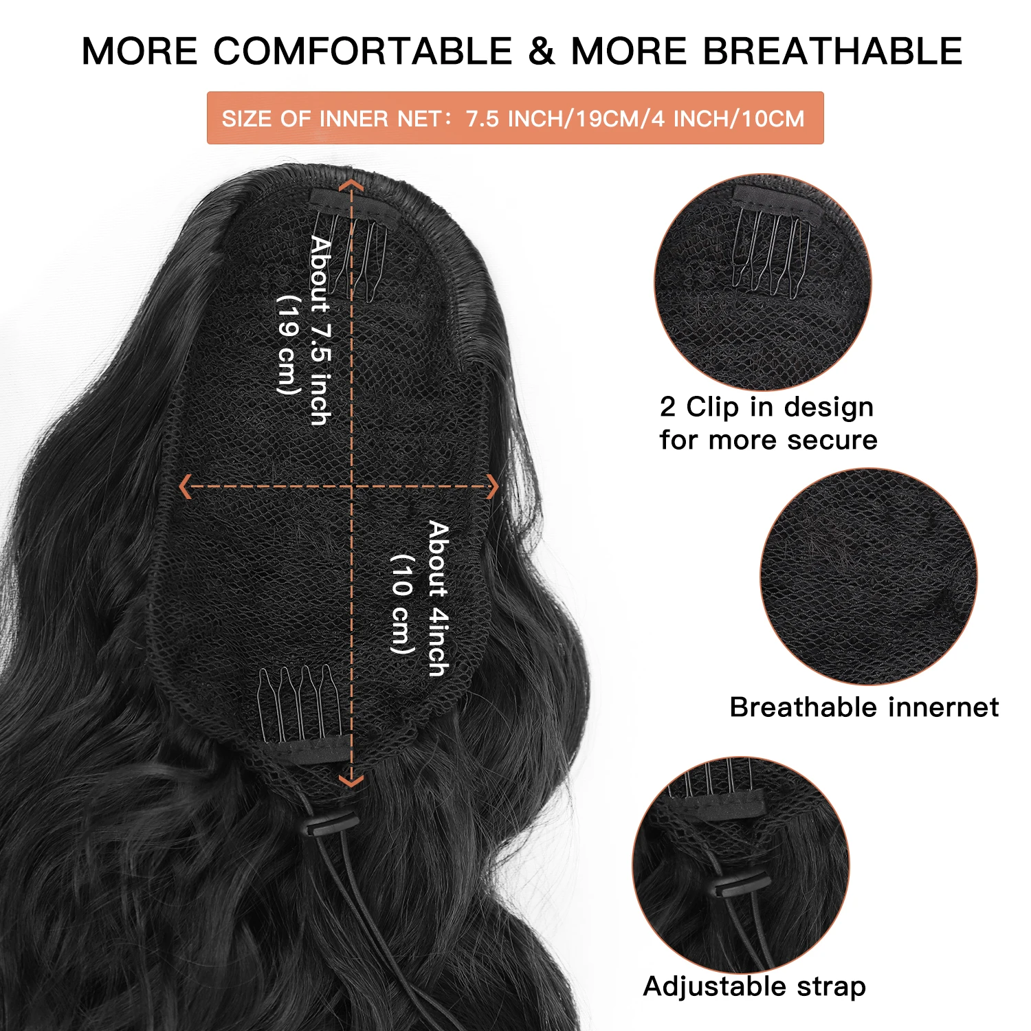 I's a wig Synthetic Drawstring Ponytail Long Body Wave Black Ponytail Clip in Hair Extensions for Women Blonde Brown Red