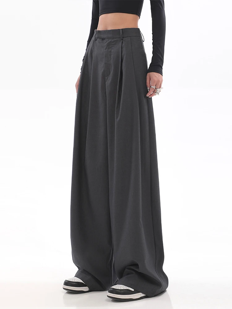 Baggy Loose Wide Leg Pants Straight Women Spring Summer Pleated Solid Color Long Trousers 2023 New Y2K Streetwear Korean Fashion