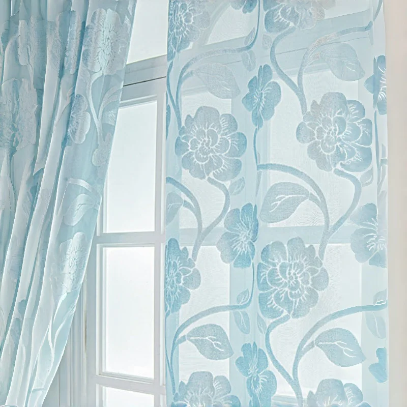 Elegant Embroidered Floral Lace Privacy Curtain – Half Shade Sunscreen