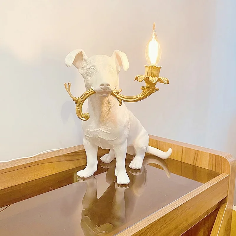 Italian Animal Thread Dog Table Lamp, Nordic Creative Living Room, Bedroom Study, Bedside Decorative Ornaments, Resin Lamps 3