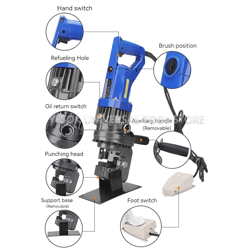 220V/110V Electric Handy Hydraulic Hole Puncher 1800W Knockout Punch Tool Angle Iron Channel Puncher Aluminum Iron Plate MHP-20 hydraulic hole puncher