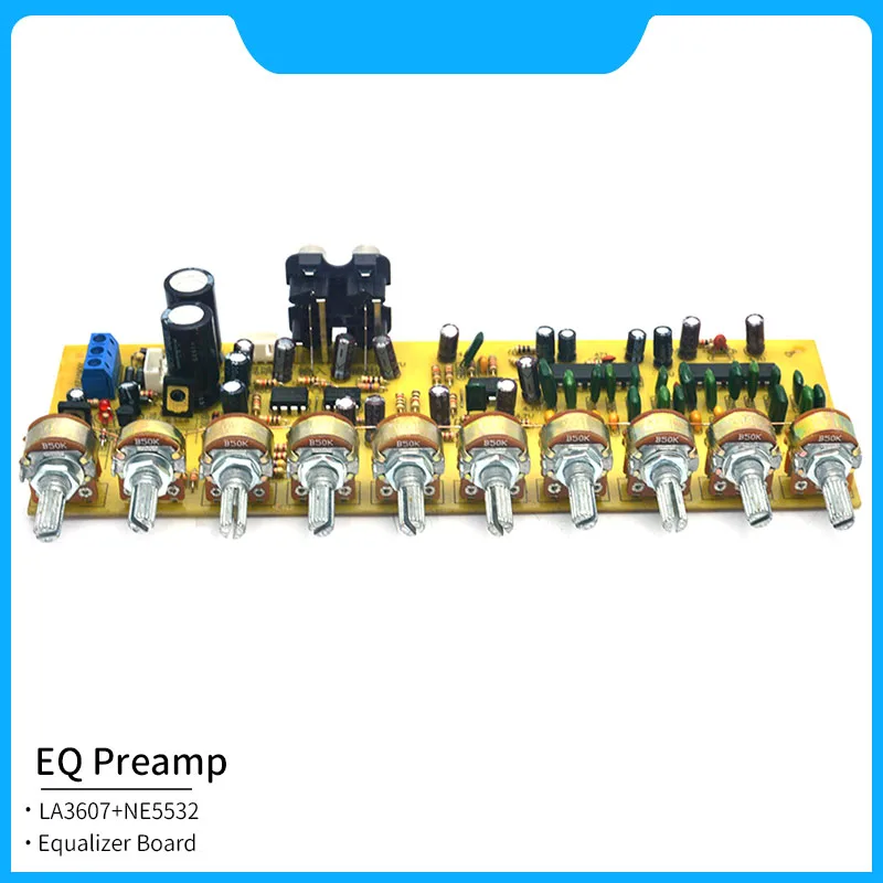 EQEqualizerBoardLA3607AudioPreamplifierNE5532OOAMPEQTrebleBassMidrangeVolume