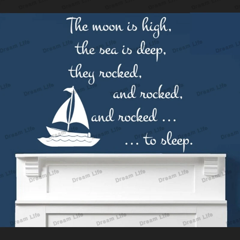 Nautica Nursery Rhyme Decal Wall Vinyl Sticker Camera Dei Bambini Sailing Theme Decor Ocean Ship Love Sailor Night Time Bedtime Story