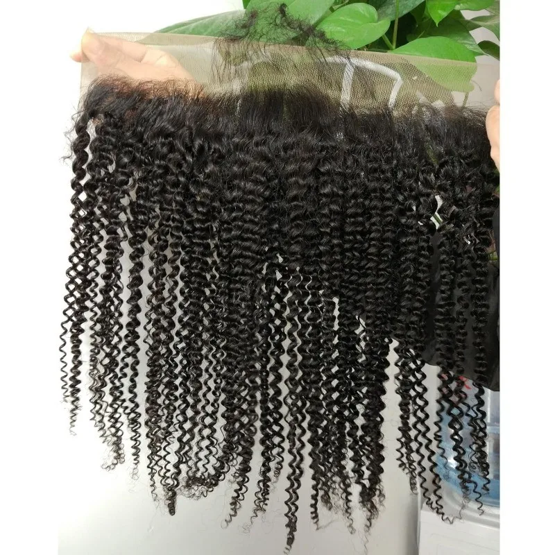 Afro Kinky Curly 13x4 Lace Frontal Closure Human Hair Transparent Lace Brazilian Virgin Hair Closure Soft and Silky