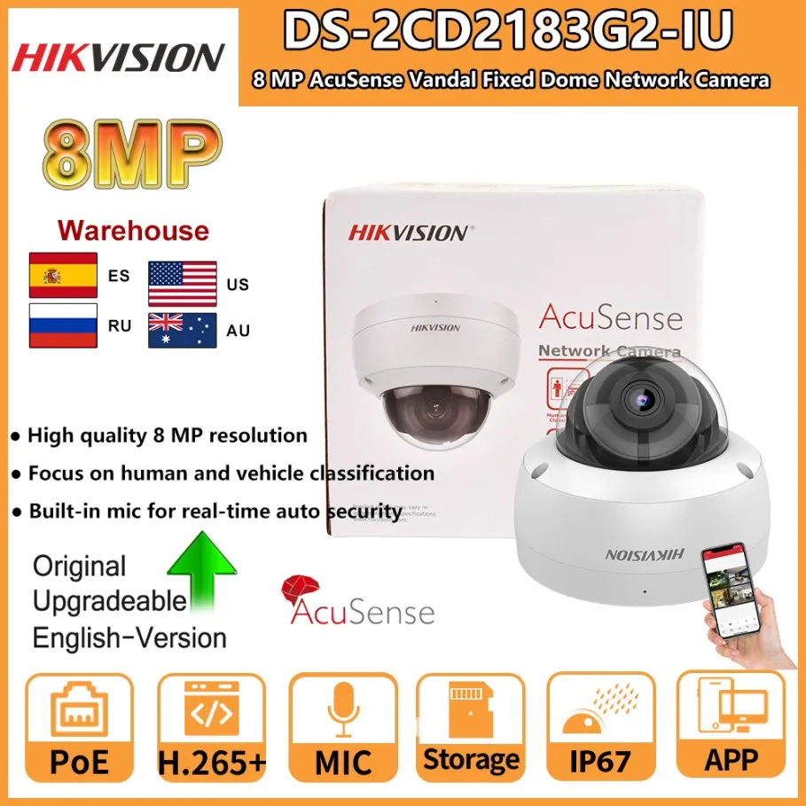 thumbnail image 2 of Hikvision 8MP 4K Outdoor Dome Security Camera With Audio - Weatherproof PoE IP Camera With Human Detection 2 of 12