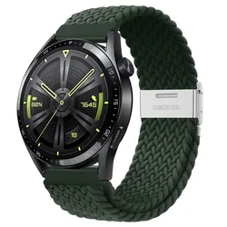 Braided Elastic Bracelet 20/22mm Smartwatch Strap for 20mm (CedarGr-S)