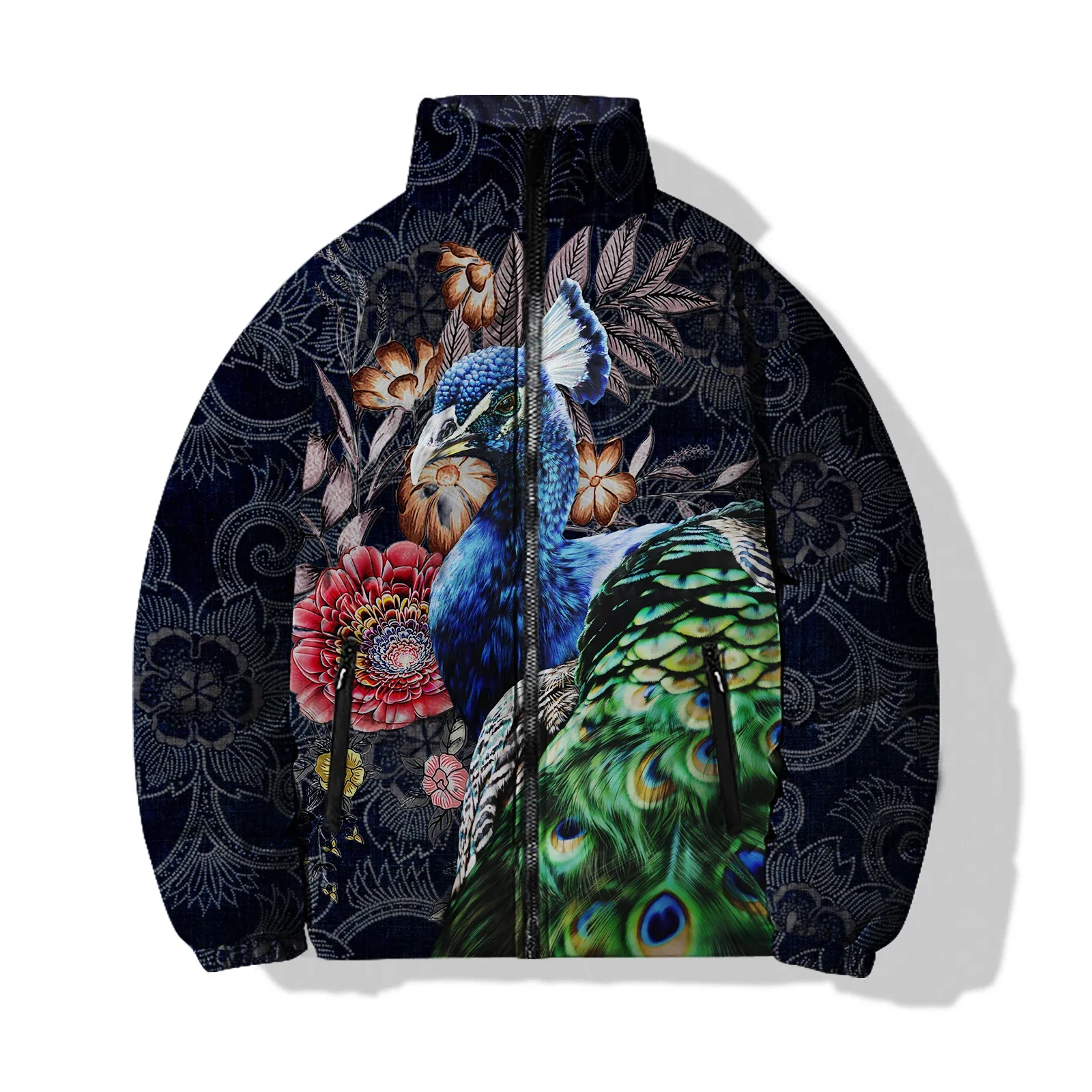 Chaquetas de moda de moda para hombre Parkas Abrigo de invierno cómodo y versátil para hombre Estampado de pájaros personalizado Deportes de ocio Novedades en Parkas