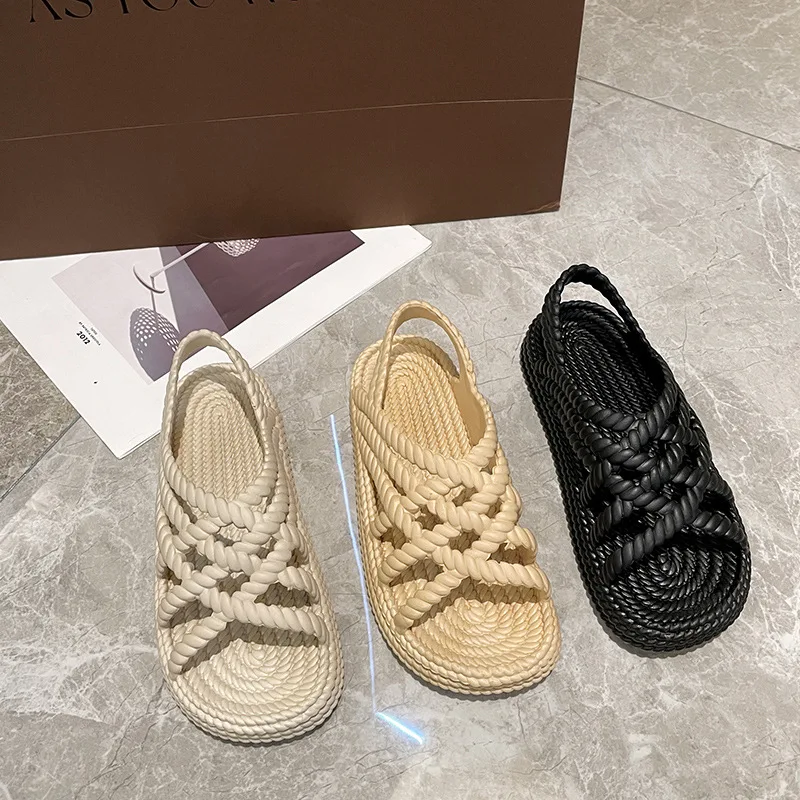 

Летние женские сандалии, женская пляжная обувь, женская обувь с вырезами, женская летняя обувь на толстой подошве, простая женская обувь, сандалии