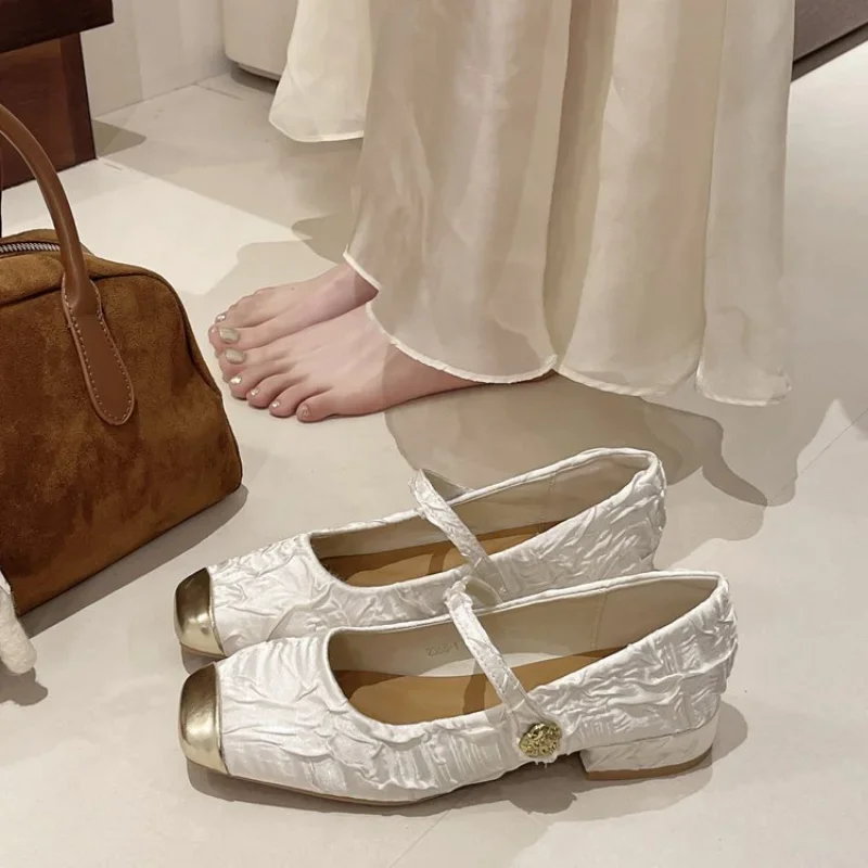 Spring Summer Flat Ballet Shoes Women Pumps Retro Satin Mary Jane Shoes Ladies Fashion Shallow Casual Shoes Zapatos