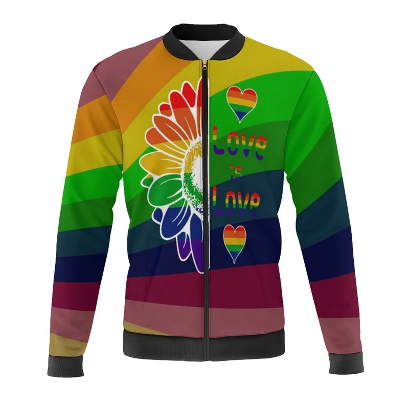 LGBT Gay Rainbow 3d Printed giacche Bomber Jacket Harajuku autunno e inverno Street Fashion Cool Zipper tute capispalla maschile 2