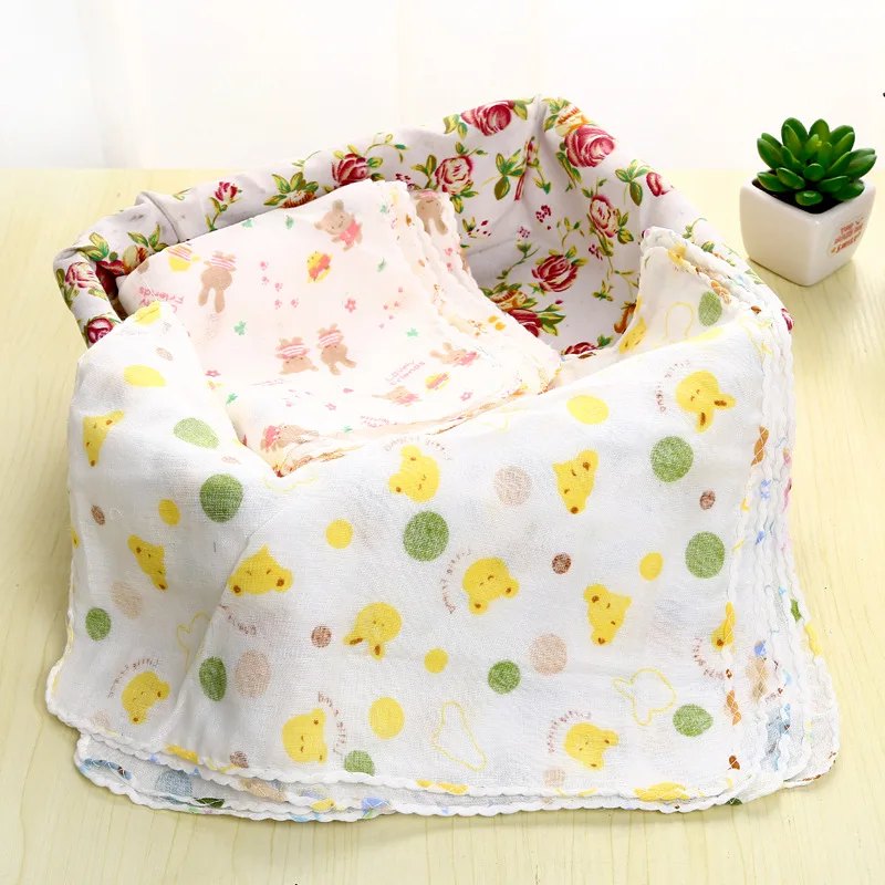 1PCS Baby Saliva Towel Cartoon Print Nursing Towel Baby Boys Feeding Pure Knitted Cotton Handkerchief For Newborn