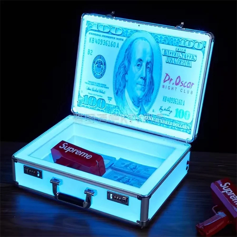 Bar Club US Dollar 100 Money Case Carrier Holder Box LED Bottle Presenter suitcase display VIP currency briefcase
