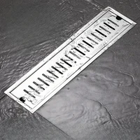 ท่อระบายน้ําชั้นห้องน้ํา 304 สแตนเลสสตีลลายอ่างล้างหน้าอาบน้ํายาว Linear ระบายน้ําด้านข้างท่อระบายน้ํา 20-60 ซม. 4