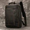 Men's Crazy Horse Leather Backpack 15.6" Laptop Cow Leather Daypack Large Capacity Male Travel Backpack With USB Cable 2
