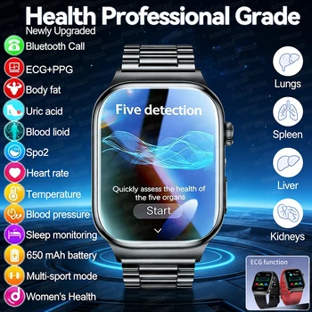2026 New Model Five-Organ Analysis Health Smart Watch Body Fat Uric Acid ECG Blood Pressure Clock Call Smartwatch For Men Women