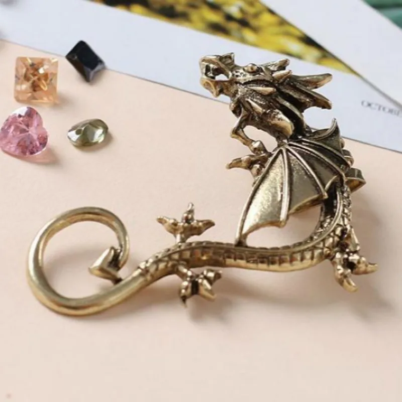 Punk Temptation Metal Dragon Bite Ear Wrap Cuff Earrings for Women Men No Pierced 1pc