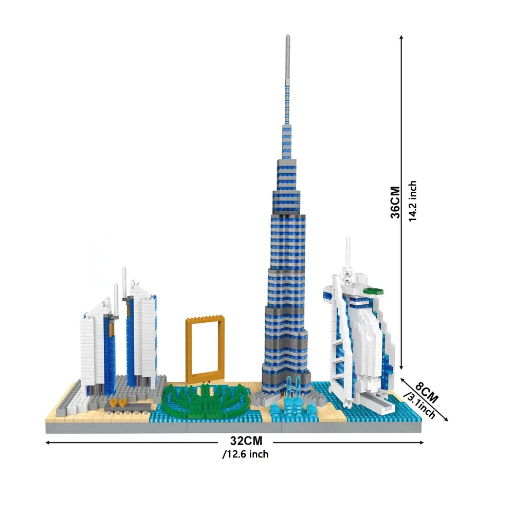 새로운 빌드 두바이 스카이 라인 빌딩 블록 모델 크리 에이 티브 장식 퍼즐 마이크로 미니 벽돌 장난감 실습 기술을 운동 -  AliExpress