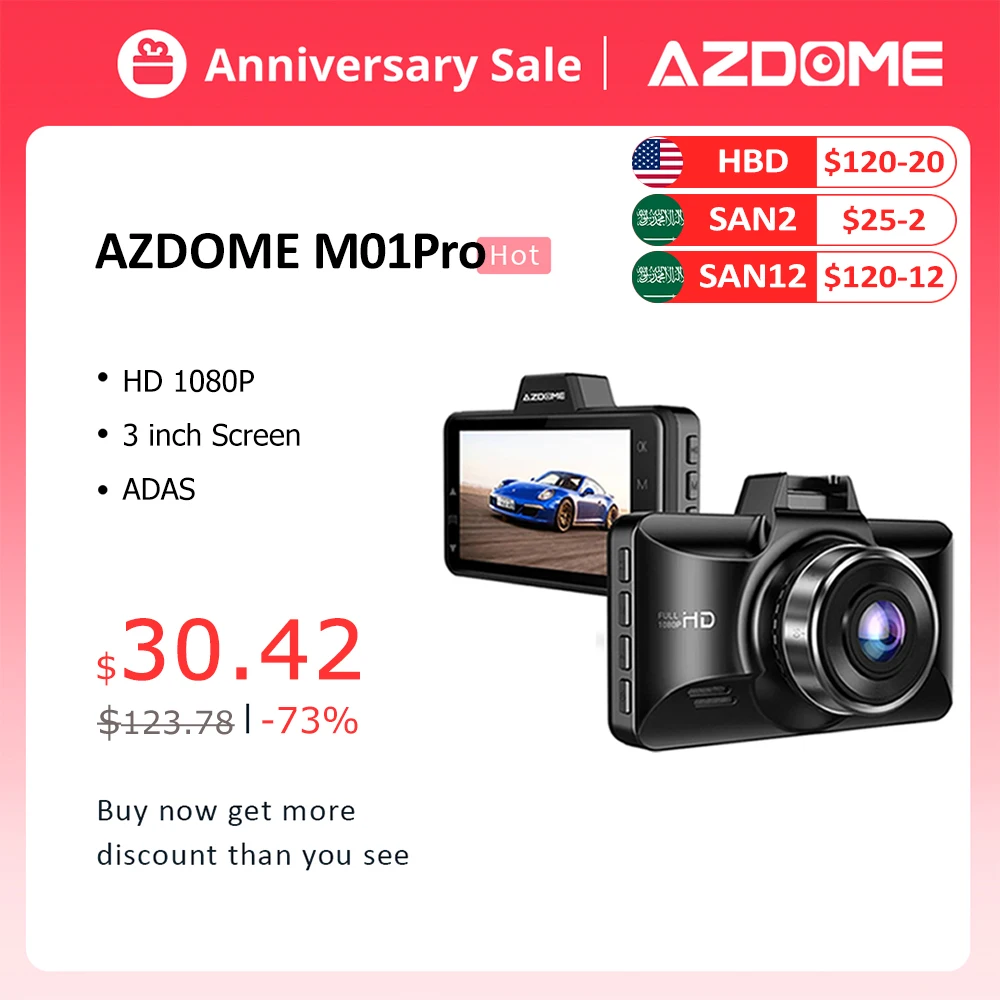 Azdome M01 Pro Fhd 1080p Dash Cam 3 Inch Dvr Car Driving Recorder Night Vision, Park Monitor, G-sensor, Loop Recording For Uber - Dvr/dash Camera - AliExpress