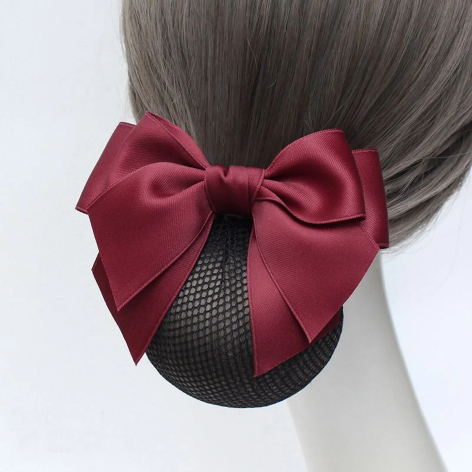 1PC Elegant Bow Hair Net for Professionals, Nurse/Air Stewardess Work Hair Accessory, Multiple Colors Available for Daily Use