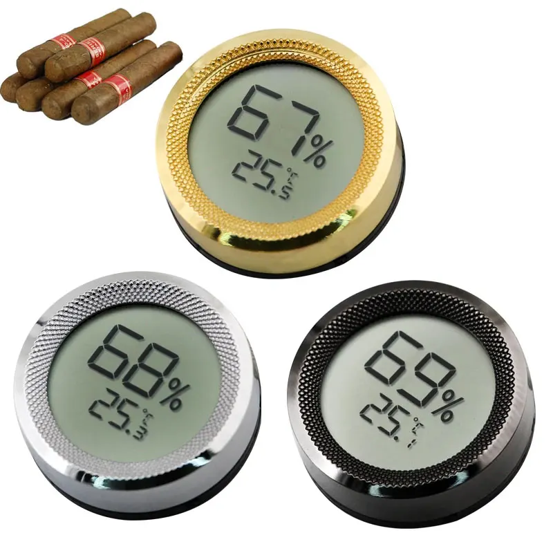 CigarsHygrometerMiniDigitalLCDDisplayTemperatureSensorRound