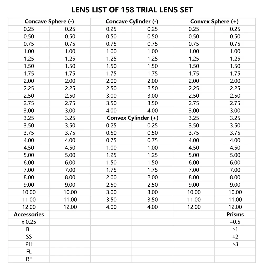 158 Trial Lens Set Aluminum Carry Case Shinny Metal Rim Free Trial Frame
