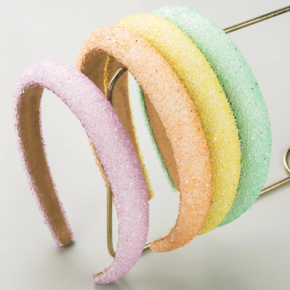 

Korean Headband with Diamond Dopamine Light Color Series Sponge Hairband Simple and Gentle Sweet Party Hair Accessories