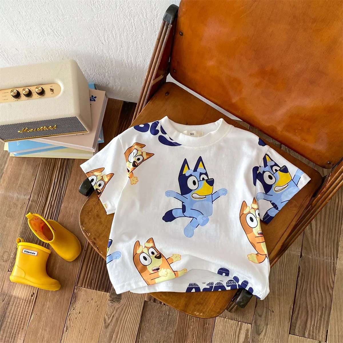 Pure Cotton Kids T-shirt Summer Short Sleeved Tops Tees Children Costume Fashion Cartoon Boys Round Collar