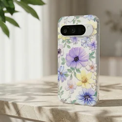 Luxury TPU Phone Case with Flower Feather Design and Colorful Coating - Google Pixel 10a (Flower)