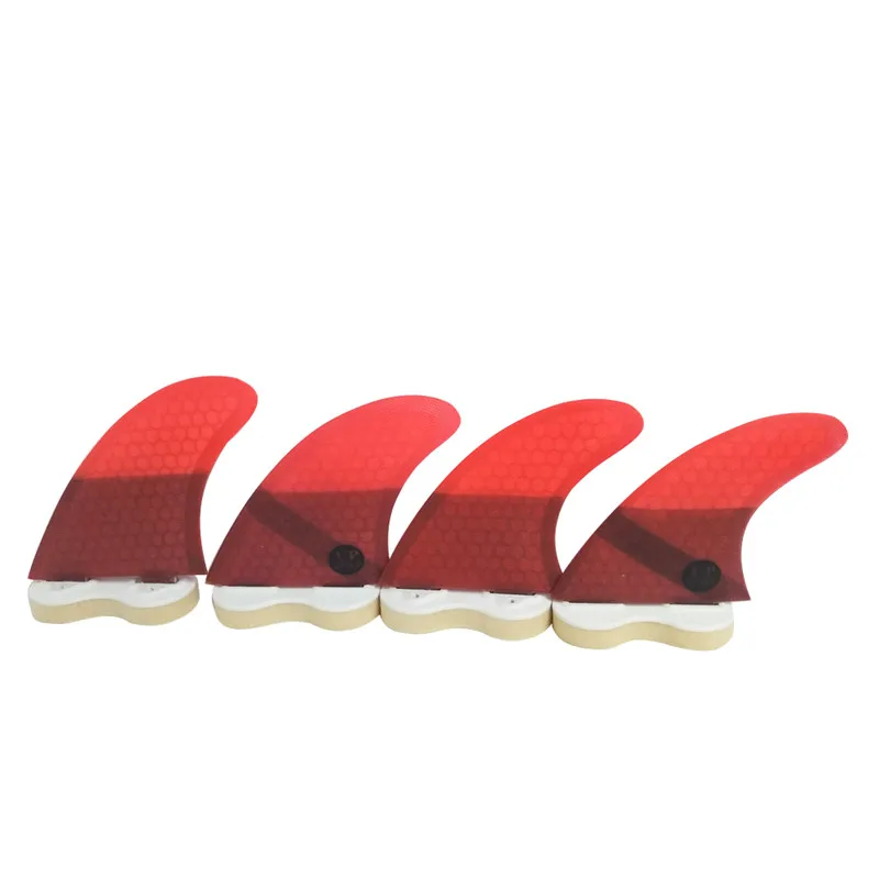 surfboard-keel-upsurf-fcs-quad-fin-set-uk21-red-color-fiberglass-honeycomb-double-tabs-fin-surf-accessories