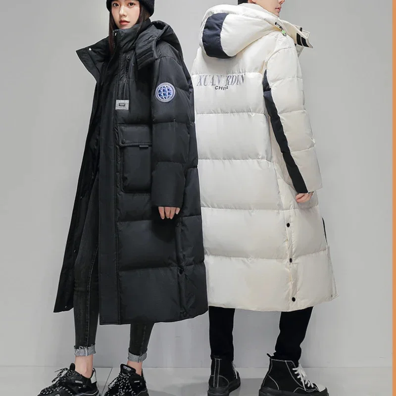 

Down Jacket for Men and Women Hooded Long Puffer Jackets 2024 Winter Loose Fashion Coats Male Clothing Female Warm Outwears Tops