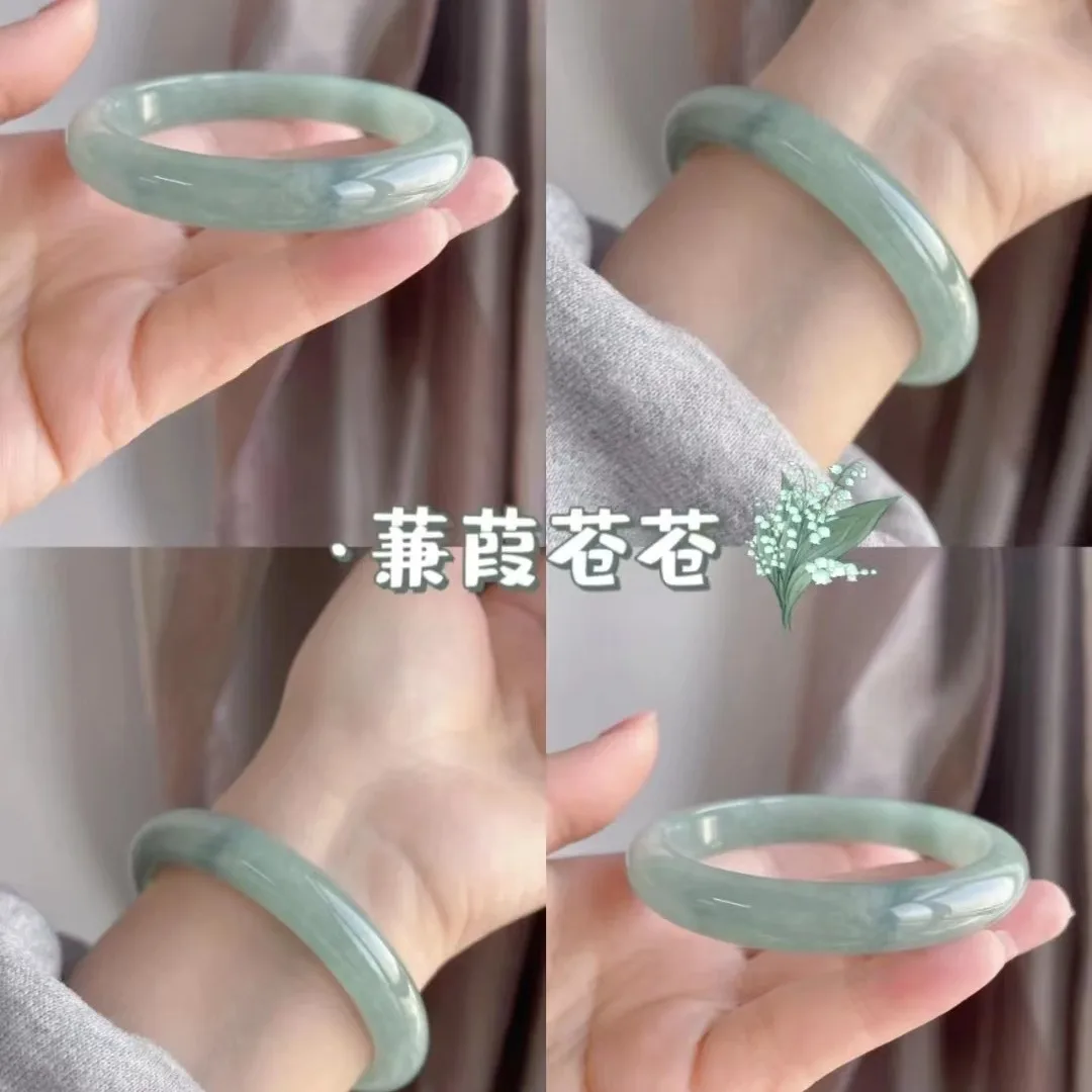 Guifei Round Strip Thick Glass Anti Jade Ice Penetrating Bangle Bracelet Ancient Palace Hanfu Jewelry Accessories bangle bracelet zirconia bangle