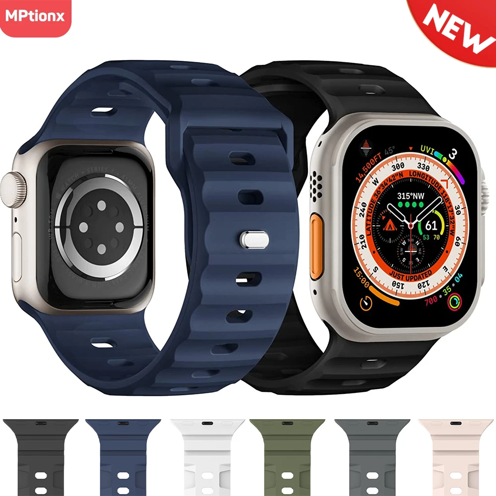 

Bands For Apple Watch Strap 49mm 45mm 41mm 44mm 42mm 40mm 38mm Silicone Sport Wristband iWatch Series Ultra 8 7 6 5 4 3 2 1 SE